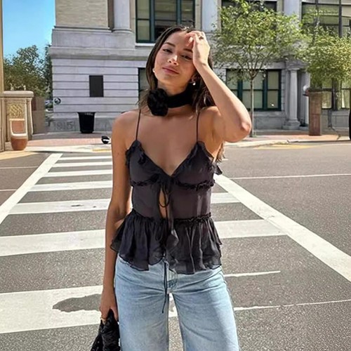 Women Fashion With Front Semi Sexy Backless Thin Female Thin Straps BK - Picture 11 of 16