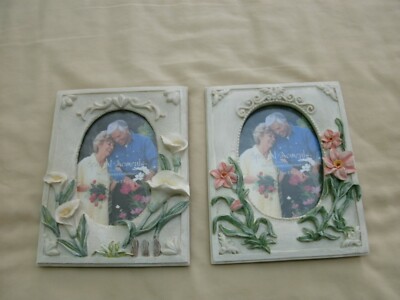 3D Special Moments Ceramic Ivory Flower Floral Photo Picture Frame Freestanding