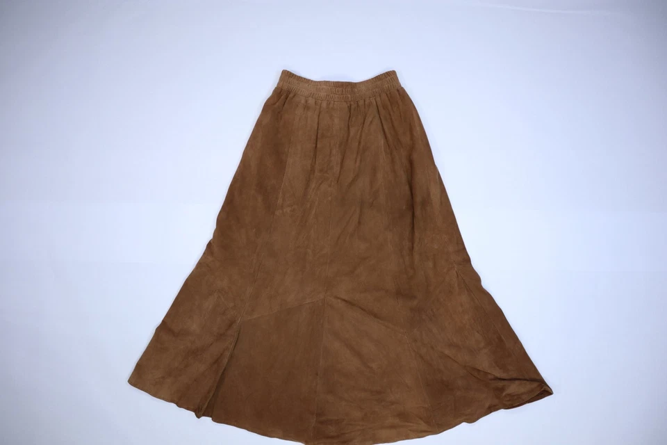 Vintage Artisan Wear Womens Brown Stretch Waist Pull On Long Leather Skirt L - Image 3 of 4