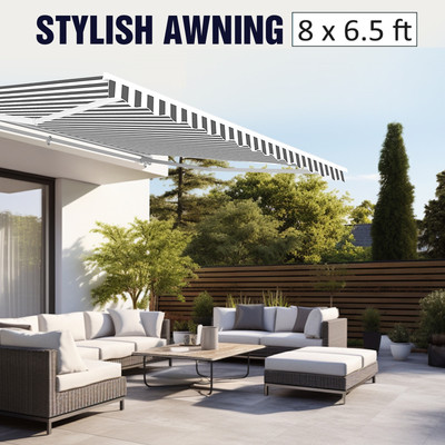 ALEKO Motorized Retractable Patio Awning 8 x 6.5 feet Deck Sunshade