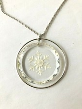 Snowflake Pendant Necklace, Acrylic, Winter, Christmas