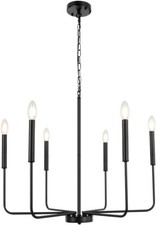 Modern Farmhouse Chandelier, 6 Lights 26.7 Inch Black Dining Room Light Fixture