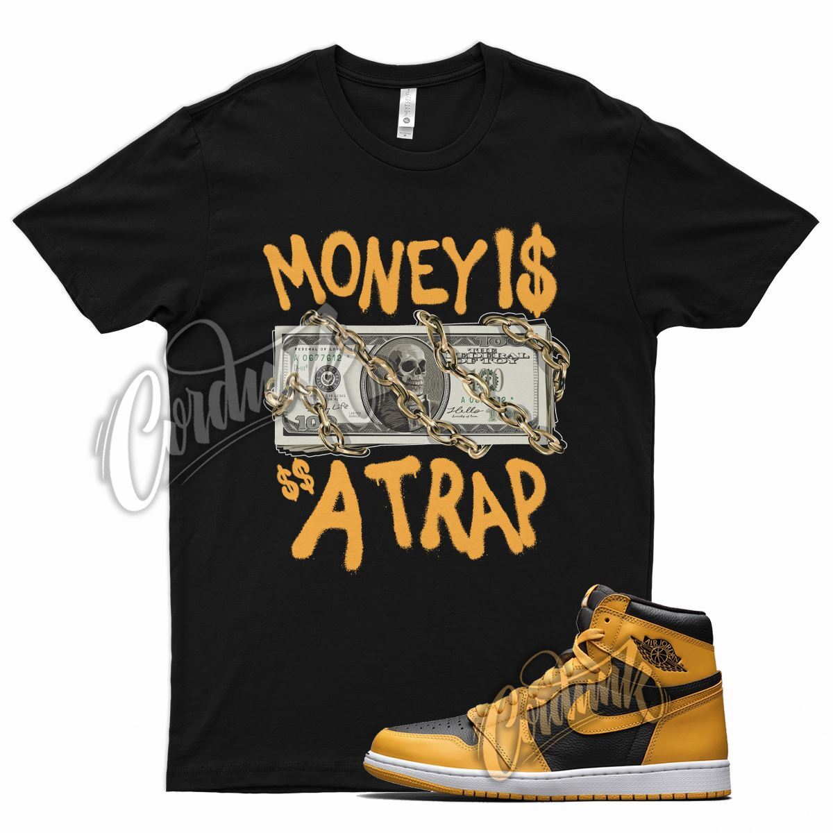 Black TRAP T Shirt for Air J1 Retro High OG Pollen University