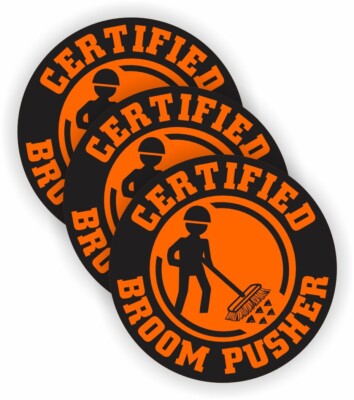 3pcs Funny Broom Pusher Hard Hat Stickers Decals Helmet Laborer Sweeper Foreman