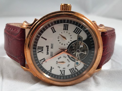 LOWELL Orologio Automatico Oro Rosa/Avorio Dial/Auburn Leather Band | eBay