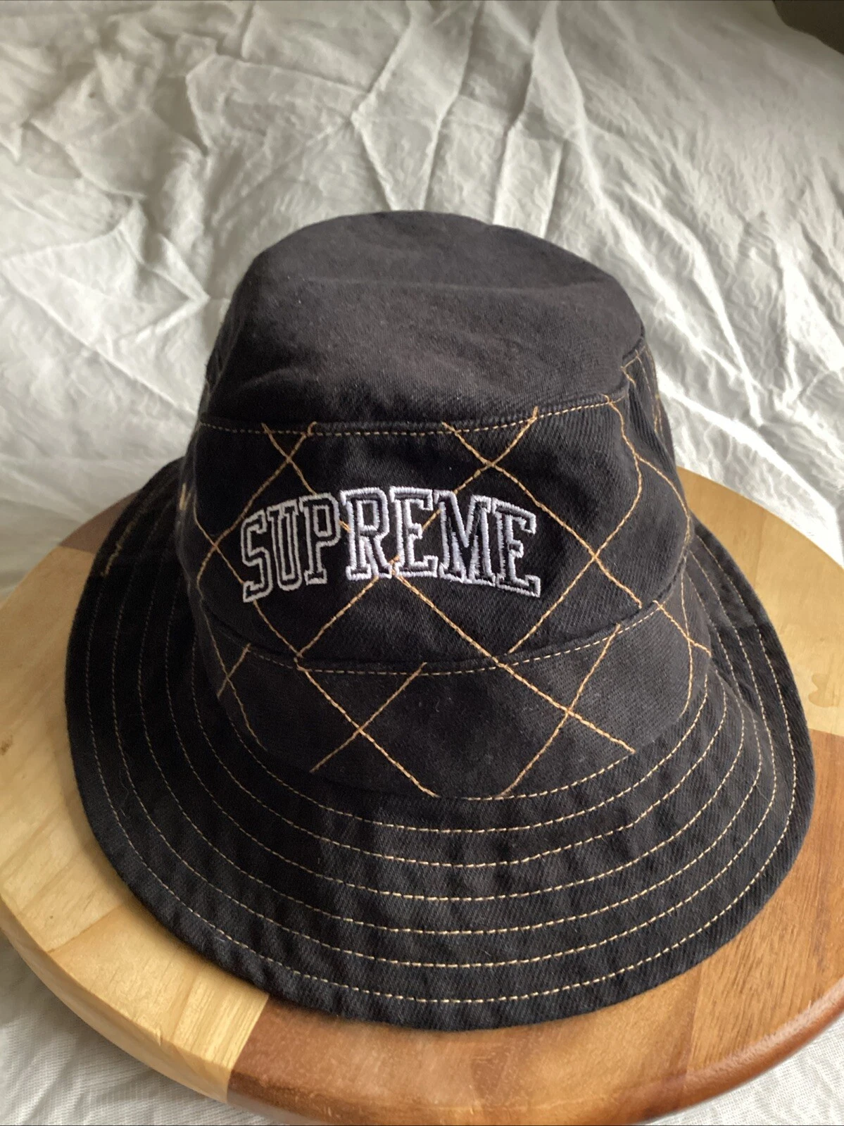 Supreme Diamond Gold Stitch Crusher Hat,Black,size-Med-Large,VGC.