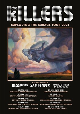 THE KILLERS ''IMPLODING THE MIRAGE TOUR 2021'' U.K. CONCERT POSTER - Alt Rock