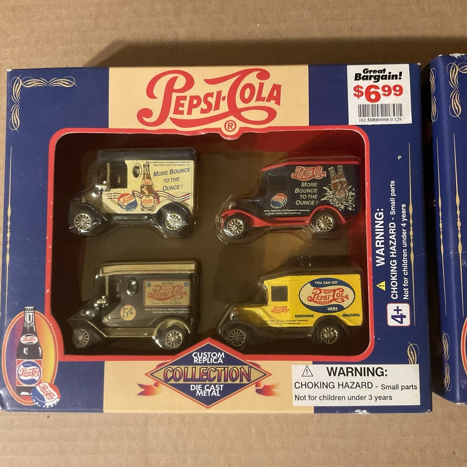 Lot of 2 Vintage Pepsi-Cola Die Cast Custom Replica Delivery Trucks 4-Pack Mint - Image 3 of 4
