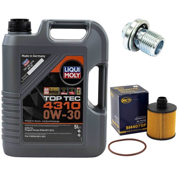 MotoröL Set 0W-30 5 Liter + ÖLfilter + Schraube FüR Alfa Romeo Fiat Doblo 1.6-image