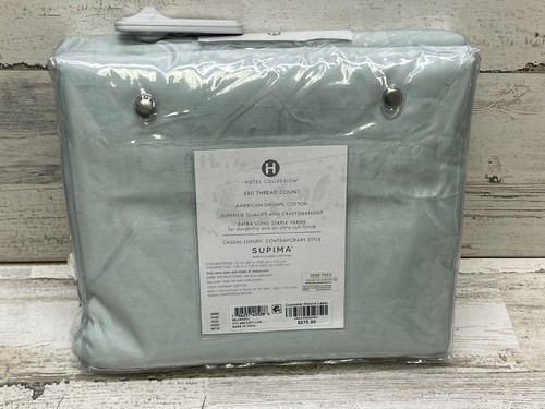 Hotel Collection Supima Cotton 680 Extra Deep King Flat Sheet Lagoon Green New - Picture 3 of 5