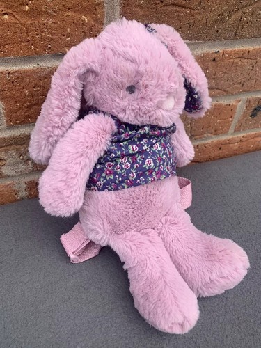 Backpack Soft Cuddly Bunny Rabbit Pink Lilac 12” Tall Patterned Dress Ears - 第 1/9 張圖片