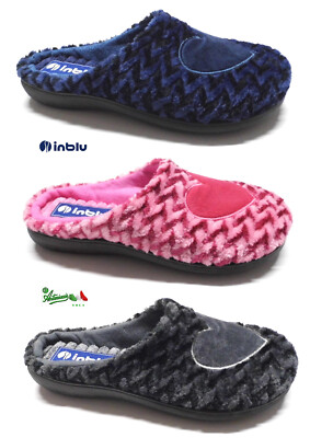 Pantofole da donna, in memory foam, a quadri, blu navy e