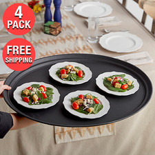 4/Pack Wholesale 27" Oval Non-Skid Plastic Restaurant Food Service Serving Tray