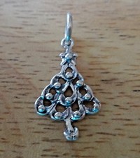 Sterling Silver 23x13mm Christmas Tree Holiday Christmas Charm