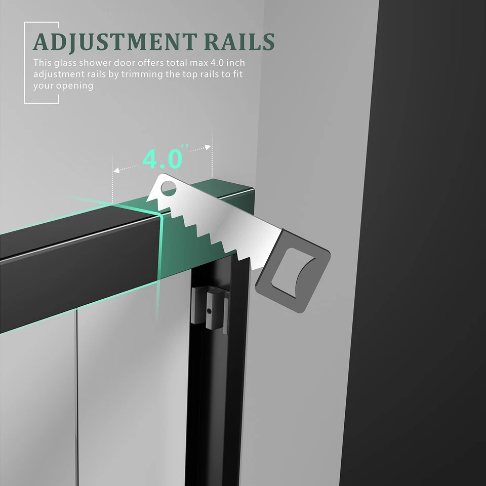 Puerta de ducha de vidrio de 60"" de ancho x 72"" de 6,0 mm puerta de derivación corredera doble de vidrio templado Foto 2 de 4
