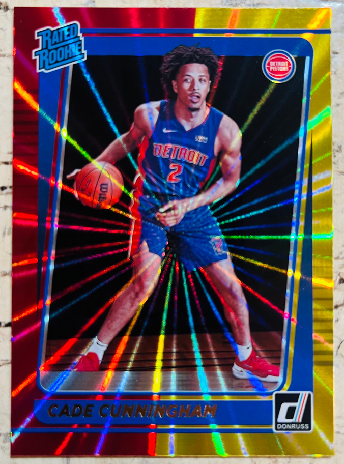Cade Cunningham 2021-22 Panini Donruss Red Gold Laser Rated Rookie RC #211