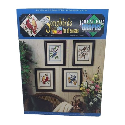 Songbirds For All Seasons Counted Cross Stitch, Four Charts, Easy Reading VTG