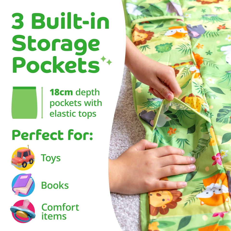 Alfombra para siestas Jungle Safari para niños pequeños - Alfombra para siestas de espuma viscoelástica de 1 pulgada para edades de 2-6, hipo... Foto 3 de 4