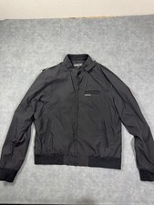 Members Only Jacket Mens Large Black Microfiber Bomber Full Zip Lined Pockets