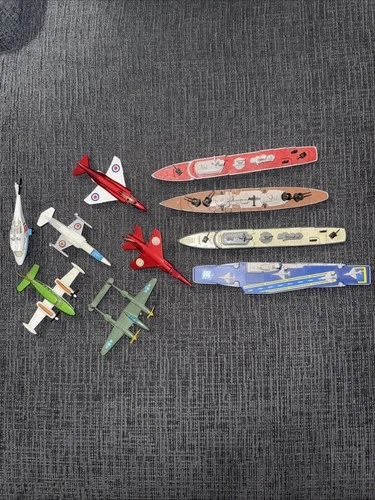 Vintage Matchbox Military Diecast Vehicles Lesney 76 Ship, Helicopter LOT of 10