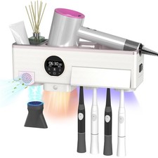 Toothbrush Cleaner and Holder for Bathrooms Wall Mounted with Fan Drying 30mi...