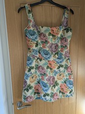 Prettylittlething Floral Pinafore Dress size 10 Excellent Condition