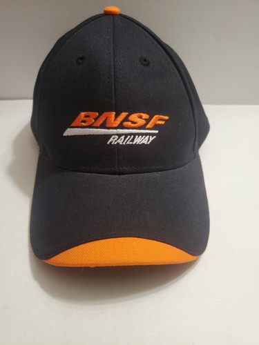 Gorra de camionero ajustable negra naranja BNSF Railway logotipo de trenes de ferrocarril - Imagen 1 de 6