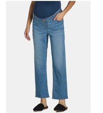 Time  Tru Women's S M L Maternity Comfort Belly Band Straight Leg Jeans OFC 