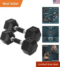 Durable Hex Dumbbells with Anti-Slip Rubber Grip - Lightweight 10-30 LBS Pair