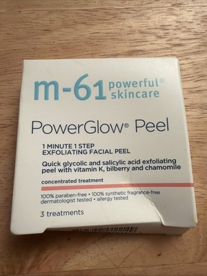 M-61 PowerGlow Peel 1 Minute Exfoliating Facial Peel 3 Treatments New in Box