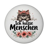 Magnet Ich Hasse Menschen - Dekomagnet Mit Grimmigem Katzenmotiv Mit Spruch: