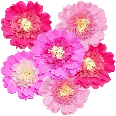 6 PCS Tissue Paper Flowers, Crepe Paper Flowers 12 in for Valentines Day