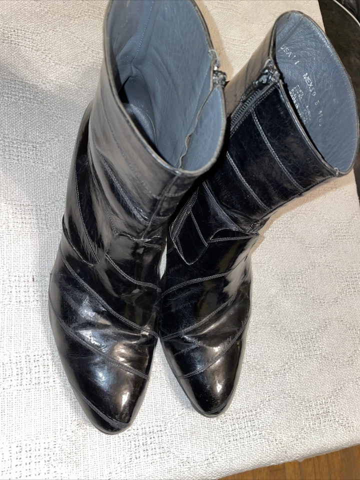 Botas Los Altos Western Wear Cremallera Lateral Mujer Talla 11 M Cuero Negro Salir Foto 4 de 4