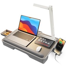 SAIJI Lap Desk with LED Light, Portable Laptop Tray Cushion - Pro, Gray