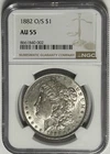 1882 O/S MORGAN FOLLAR NGC AU 55
