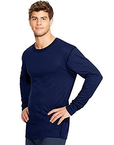 Men's Mid-Weight Wicking Crew Neck Top Navy Medium - Moisture-Wicking Athleti... - Image 2 of 3