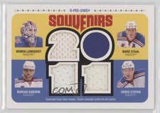 2011 O-Pee-Chee Souvenirs Quadruple Relics Henrik Lundqvist Marc Staal HOF 0q5