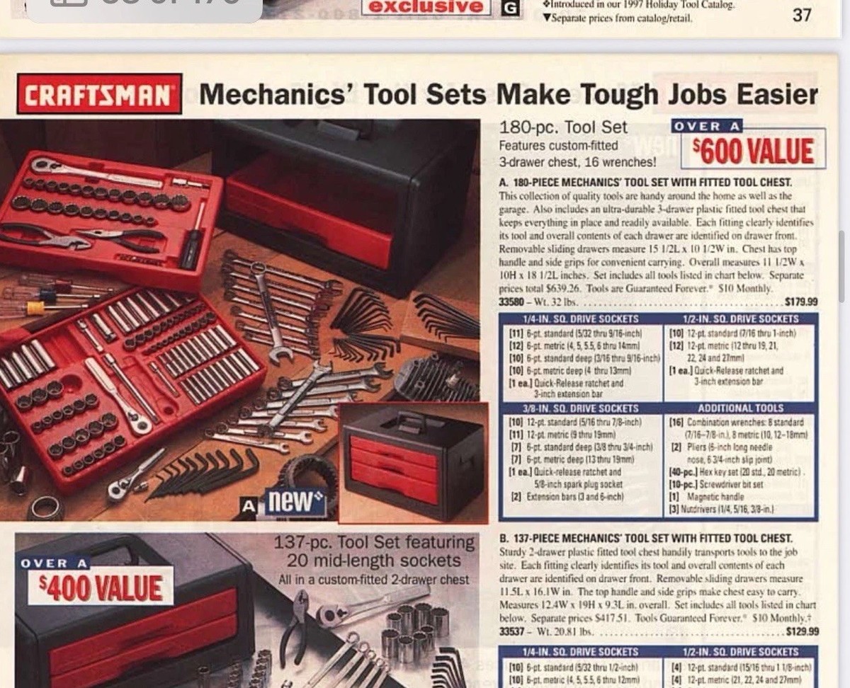 Sears Craftsman USA Nos RARE 180pc Mechanics Tool Set 33580 Tons