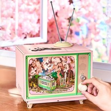 Rolife 3D Wooden Puzzles Music Box Sakura Dreamy Tour LED for Adults Toy Gifts