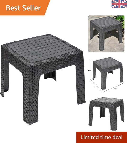 Mesa de centro contemporánea de mimbre de ratán negro - sin montaje, perfecta para patios