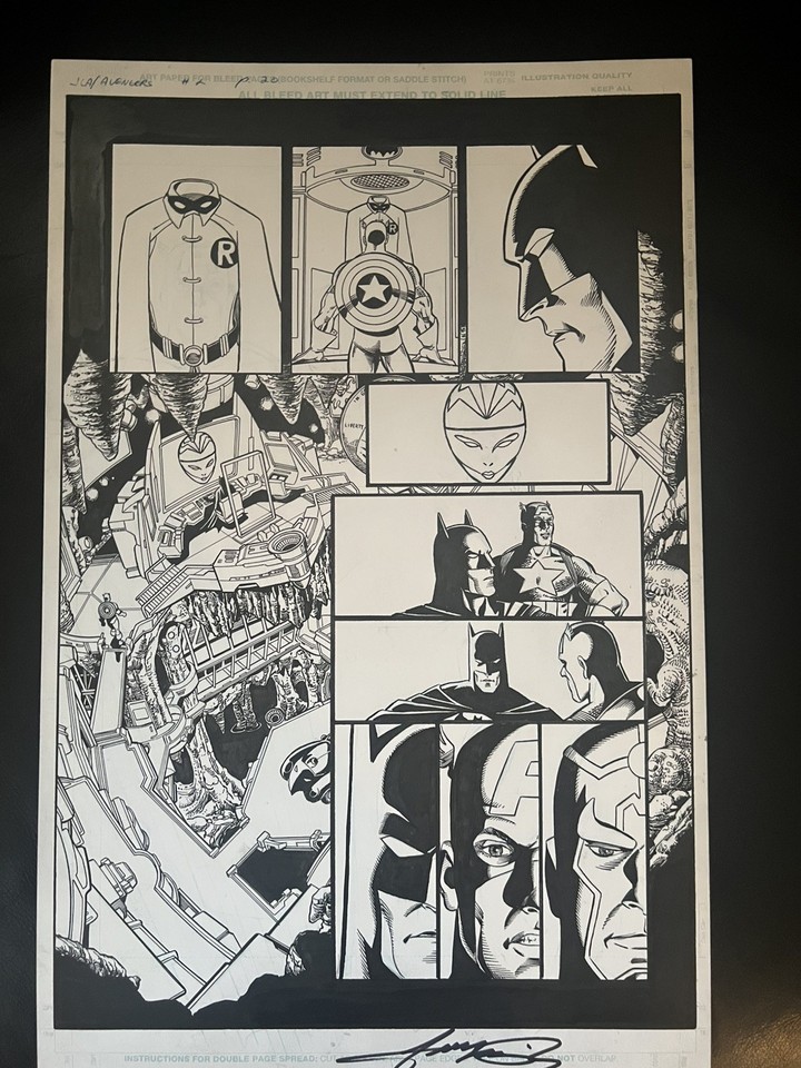 JLA Avengers # 2 Page #20 Batman & Captain America - Artist George Perez (2003) Comic Art