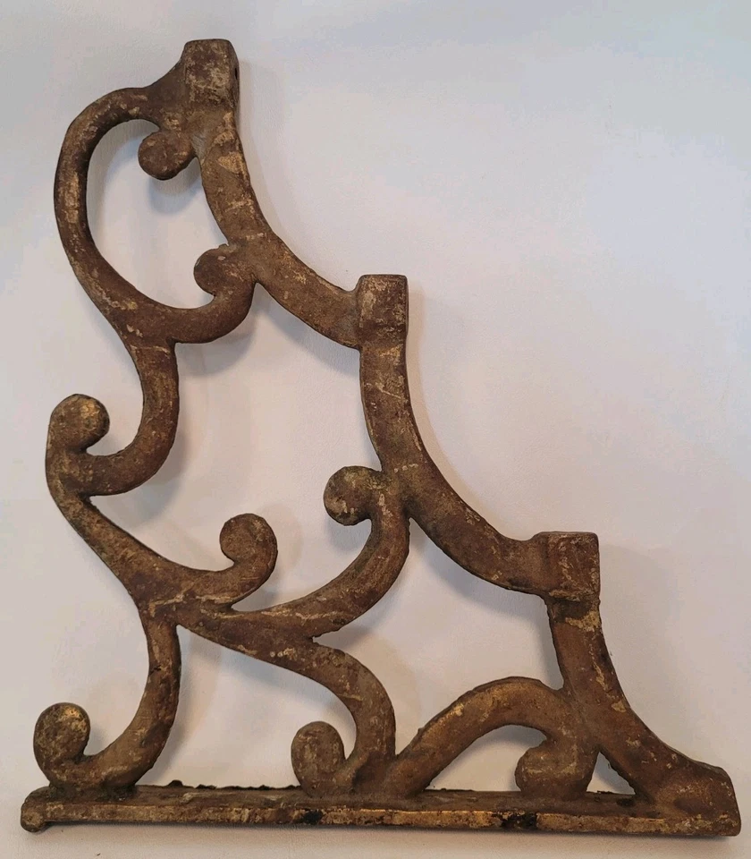 2 frontones antiguos de metal fundido de salvamento arquitectónico diseño de pergamino, ver todas las fotos Foto 2 de 4