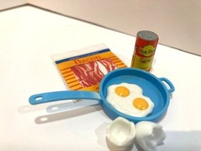Barbie Doll House Kitchen Littles Food - Eggs, Bacon, Oatmeal , Accessories