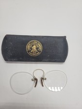 Antique LLOYD FILLED Gold Pince-Nez Glasses w/ Original Case Boston