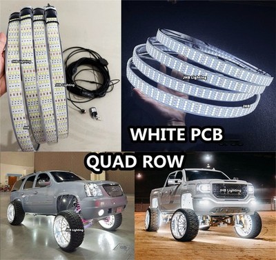 【】JHB 17.5'' QUAD ROW PURE WHITE LED Wheel Ring Rim Lights Remote+Swich Set (4)