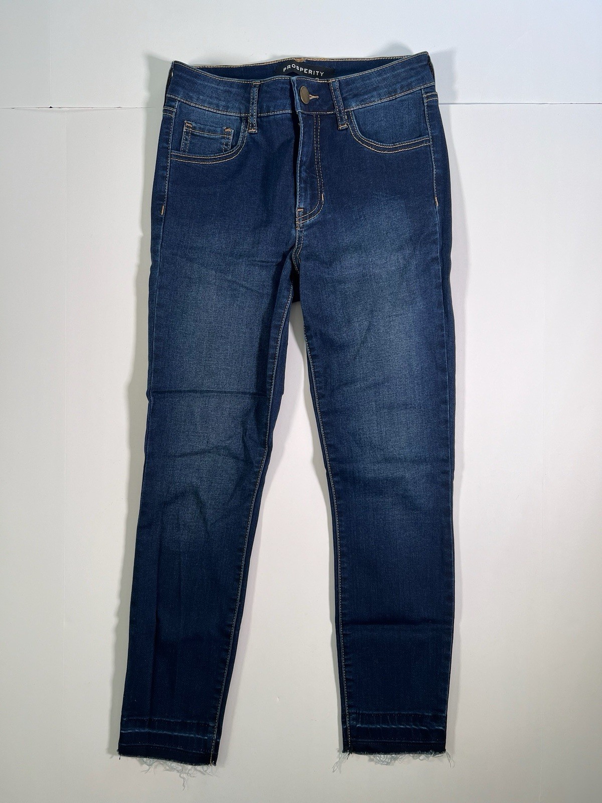Prosperity Women’s Dark Wash Raw Hem Skinny Jeans, Size 25P (petite)