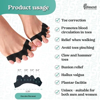 PEDIMEND™ Silikon Gel 5-Finger/Zehenabscheider - Hammer/Krallenzehenglätter (1 PAAR)