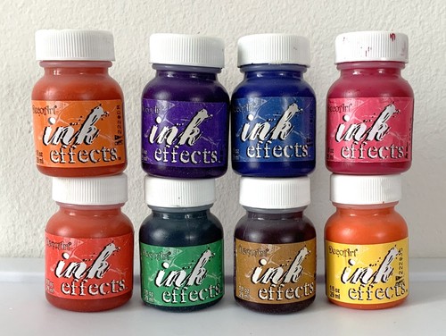 DecoArt Ink Effects Fabric Paint Transfer Ink Mix of Colors Lot of 8