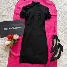 D&G Dolce & Gabbana Black Dress Ruffle Sleeve Women's Size 38 Knee Length
