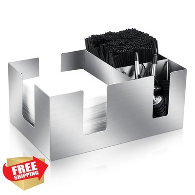 Mifoci 304 Stainless Steel Bar Caddy, 6 Compartment Organizer